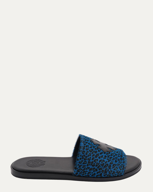Plus Cross Patch Leopard Slides