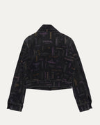 Cropped Multi-Logo Denim Jacket