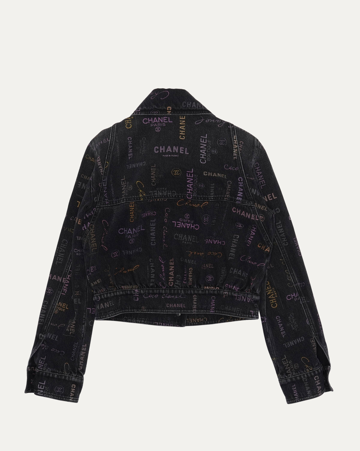Cropped Multi-Logo Denim Jacket