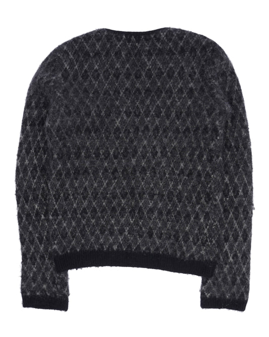 Fuzzy Argyle Cardigan