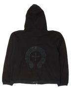 Vintage Leather Horseshoe Logo Zip-Up Hoodie