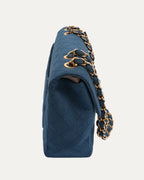 Maxi Quilted Denim Flap Bag