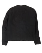 Collarless Linen Zip Up Jacket