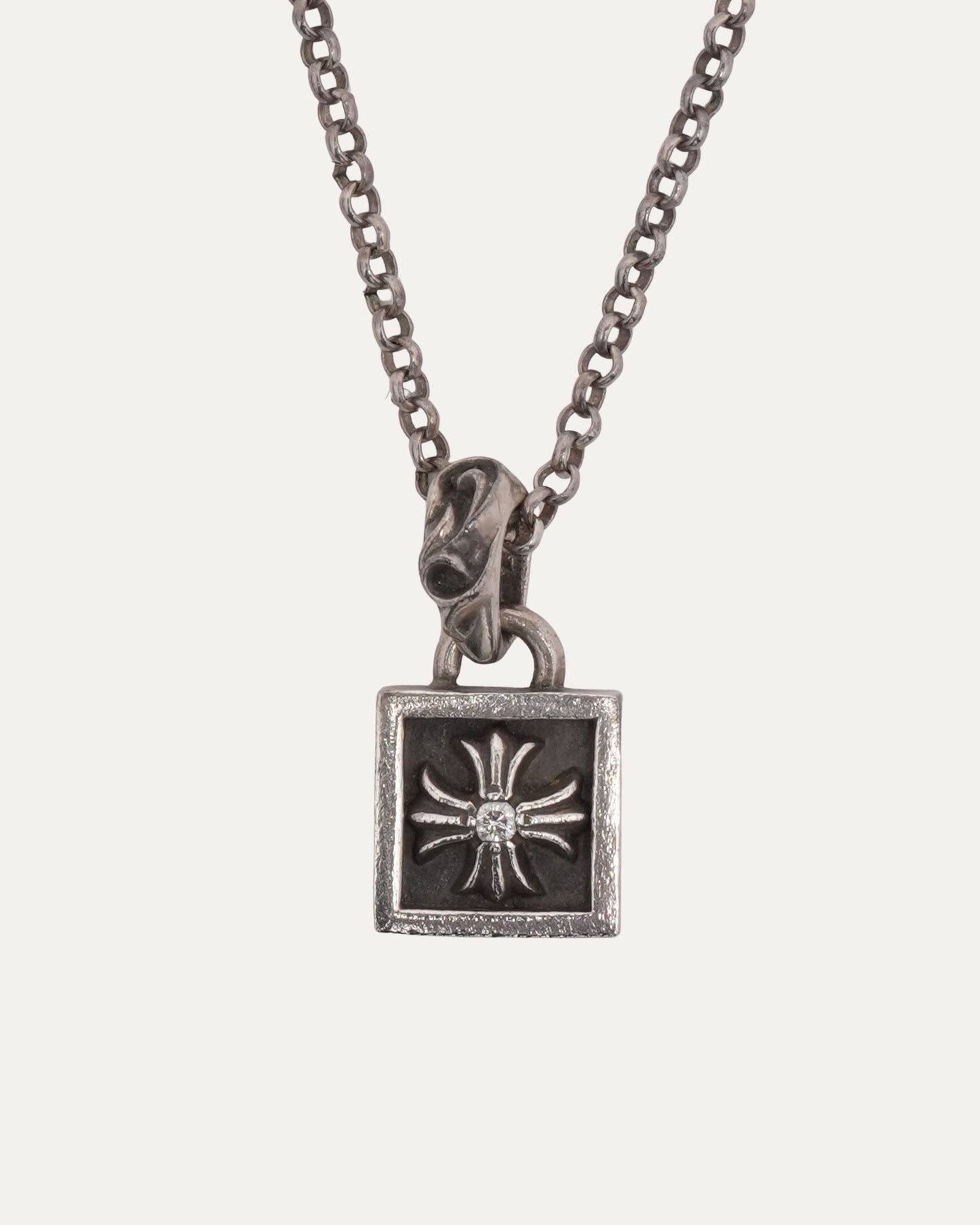 Diamond Framed Plus Cross on Roll Chain