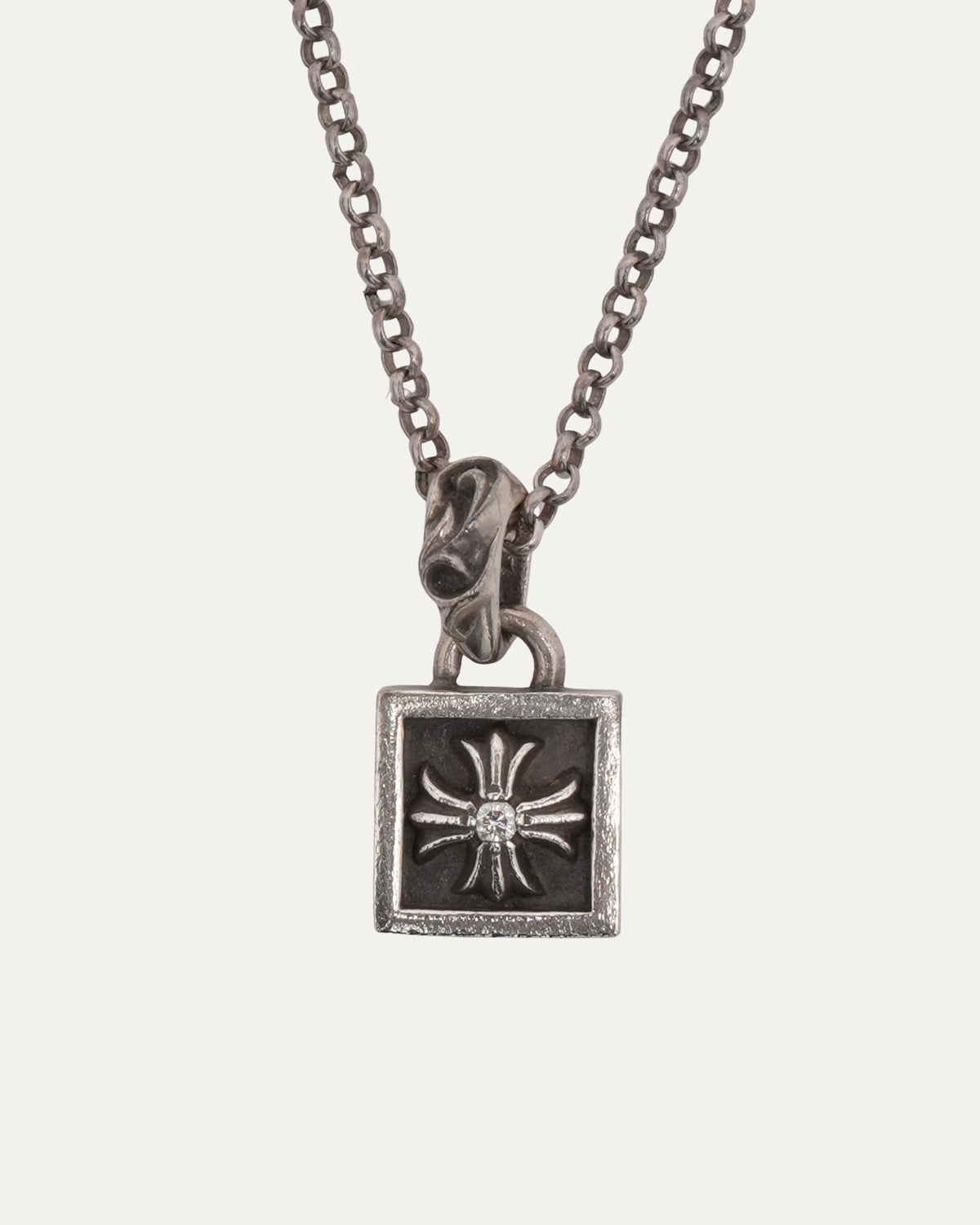 Diamond Framed Plus Cross on Roll Chain