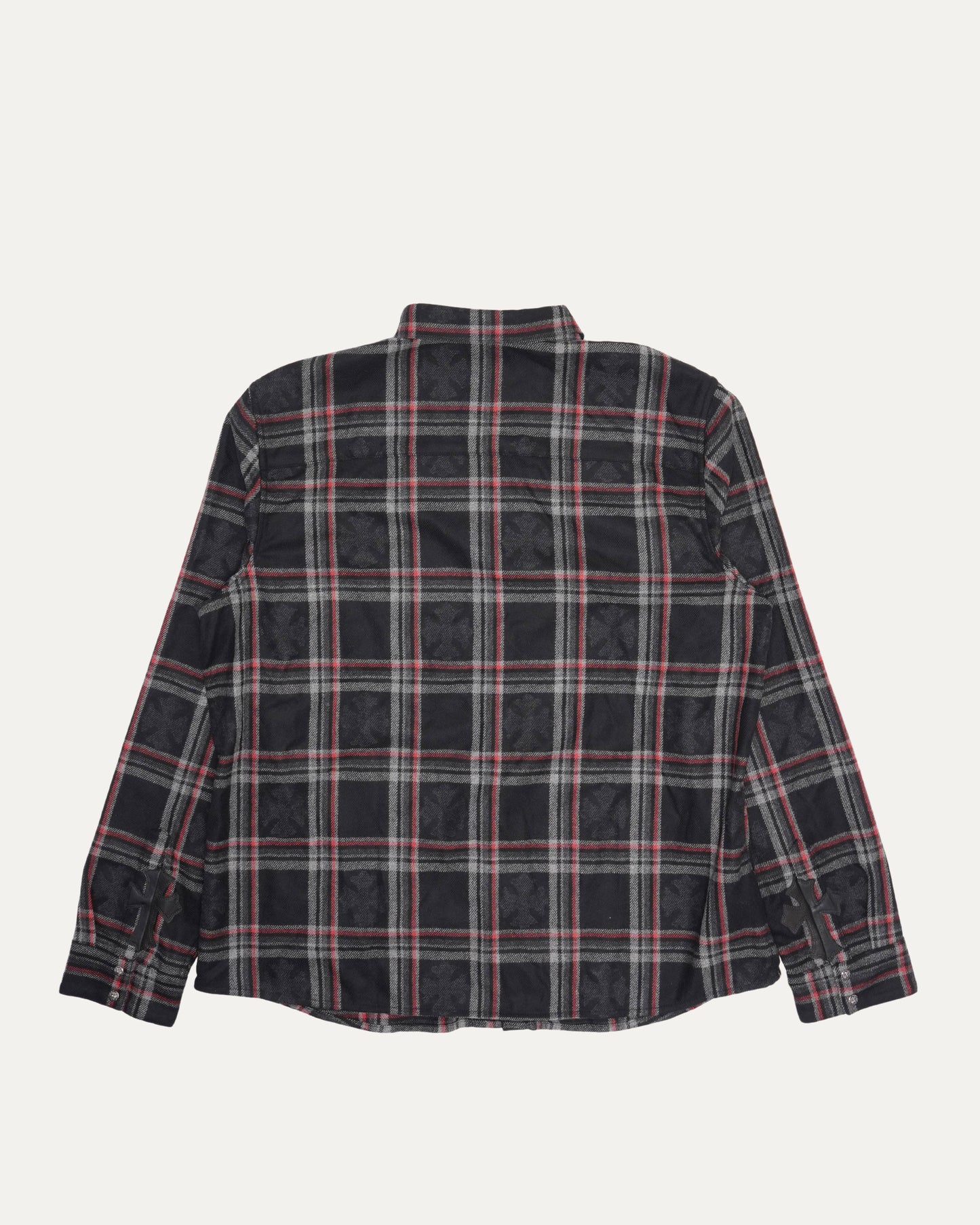 Gas Station Plaid Cashmere Cross Patch Loose Ends Flannel Shirt