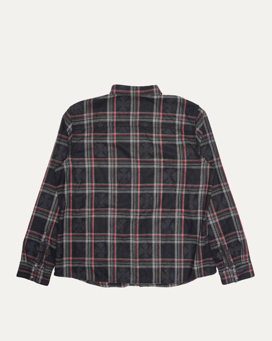 Gas Station Plaid Cashmere Cross Patch Loose Ends Flannel Shirt