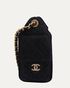 Washed Denim Quilted Mini 25 Hobo Bag