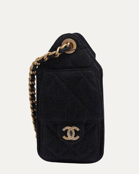 Washed Denim Quilted Mini 25 Hobo Bag