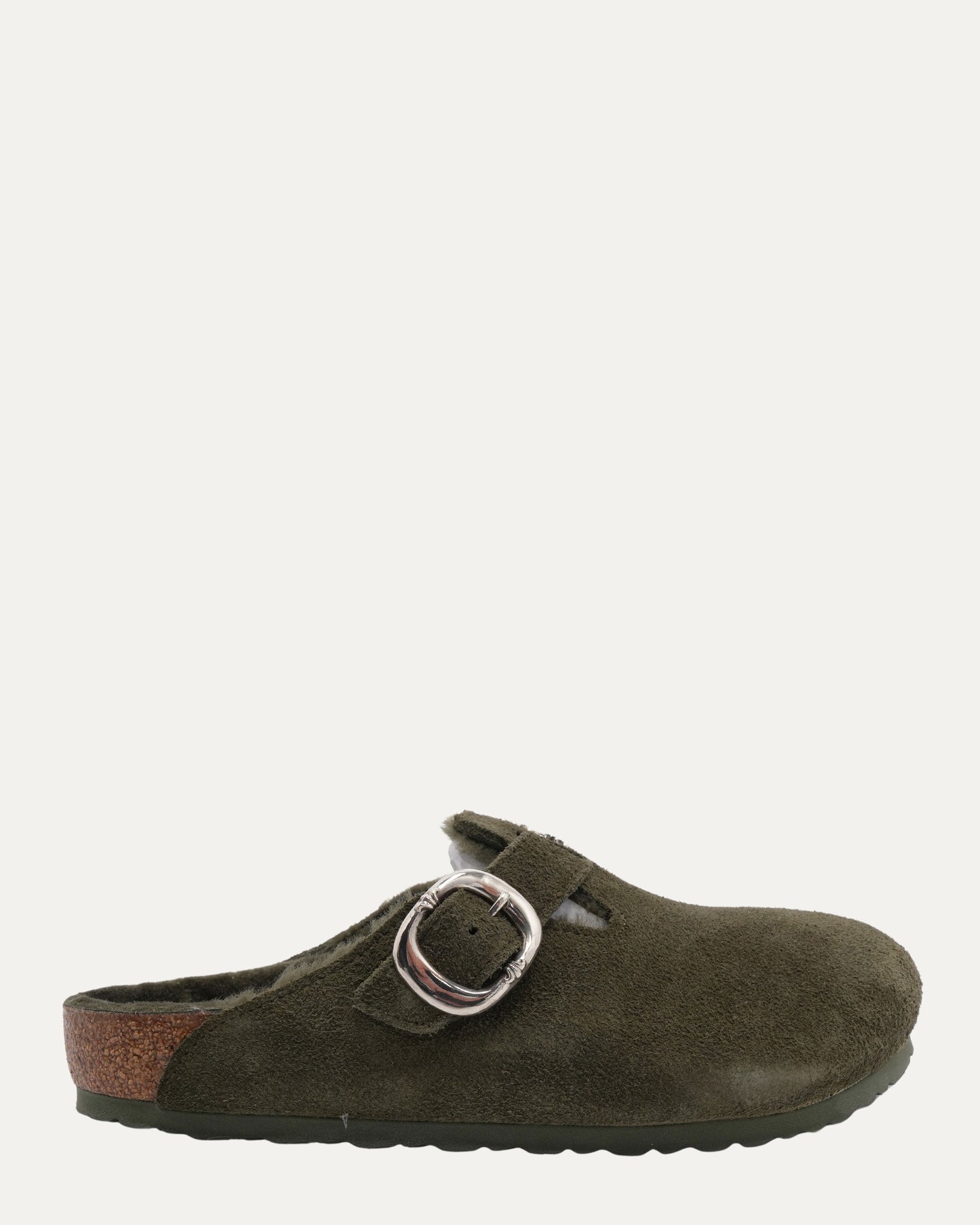 Dagger Embellished Birkenstock Boston Shearling Lined Suede Mule