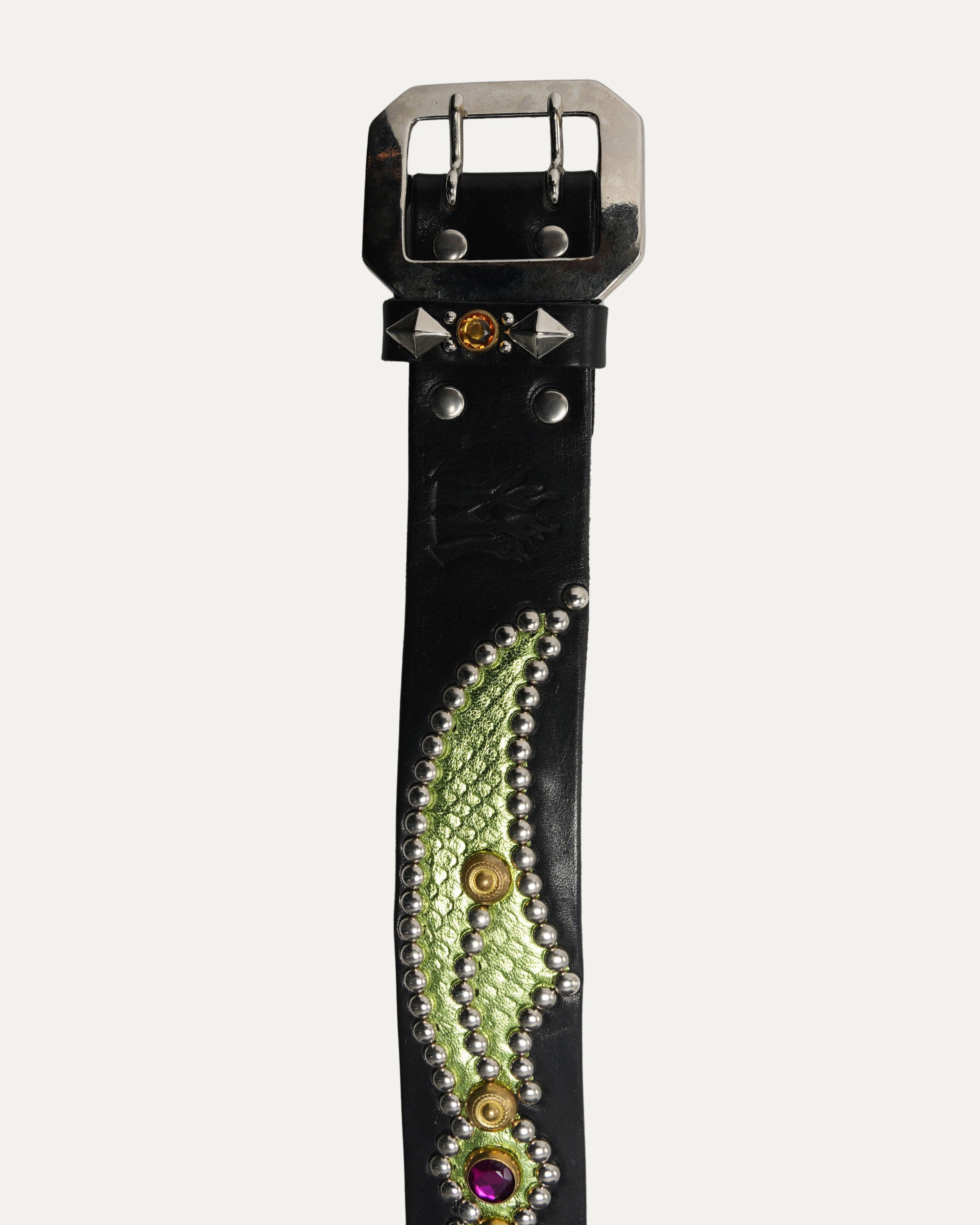 Studded Leather Snake Inlay Belt