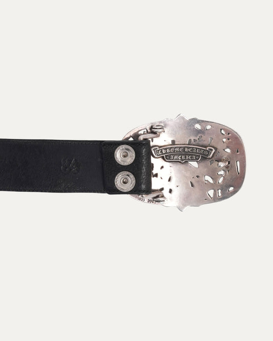 Cemetery Cross Black Rhodium Pyramid Stud Belt