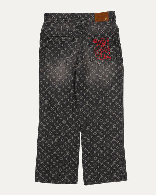 Distressed Monogram Jeans