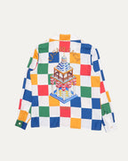 Multicolor Checkerboard Pattern Silk Shirt
