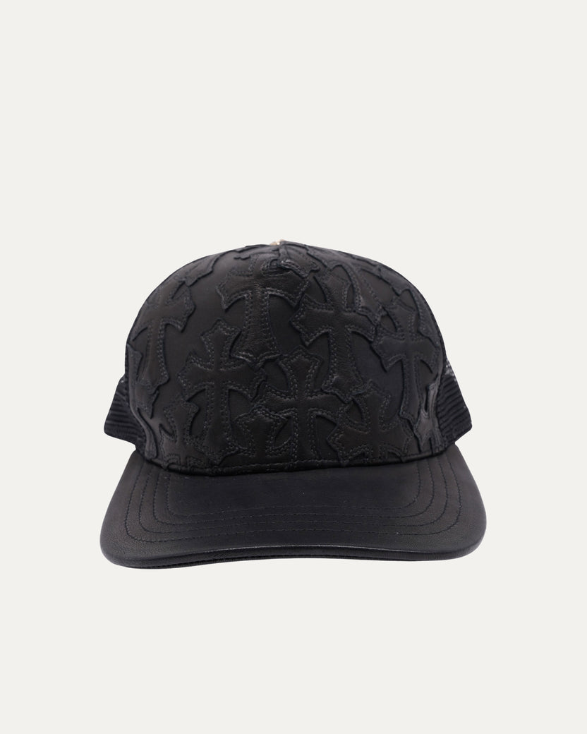 Leather Cross Patch Trucker Hat