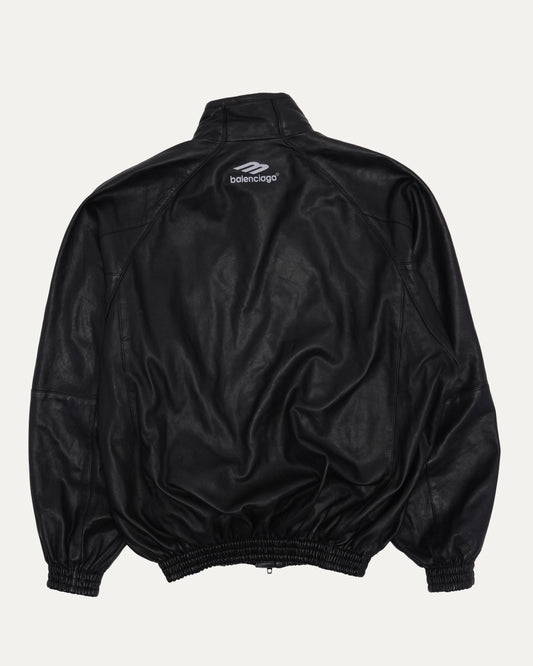 Leather 3B Hooded Track Jacket