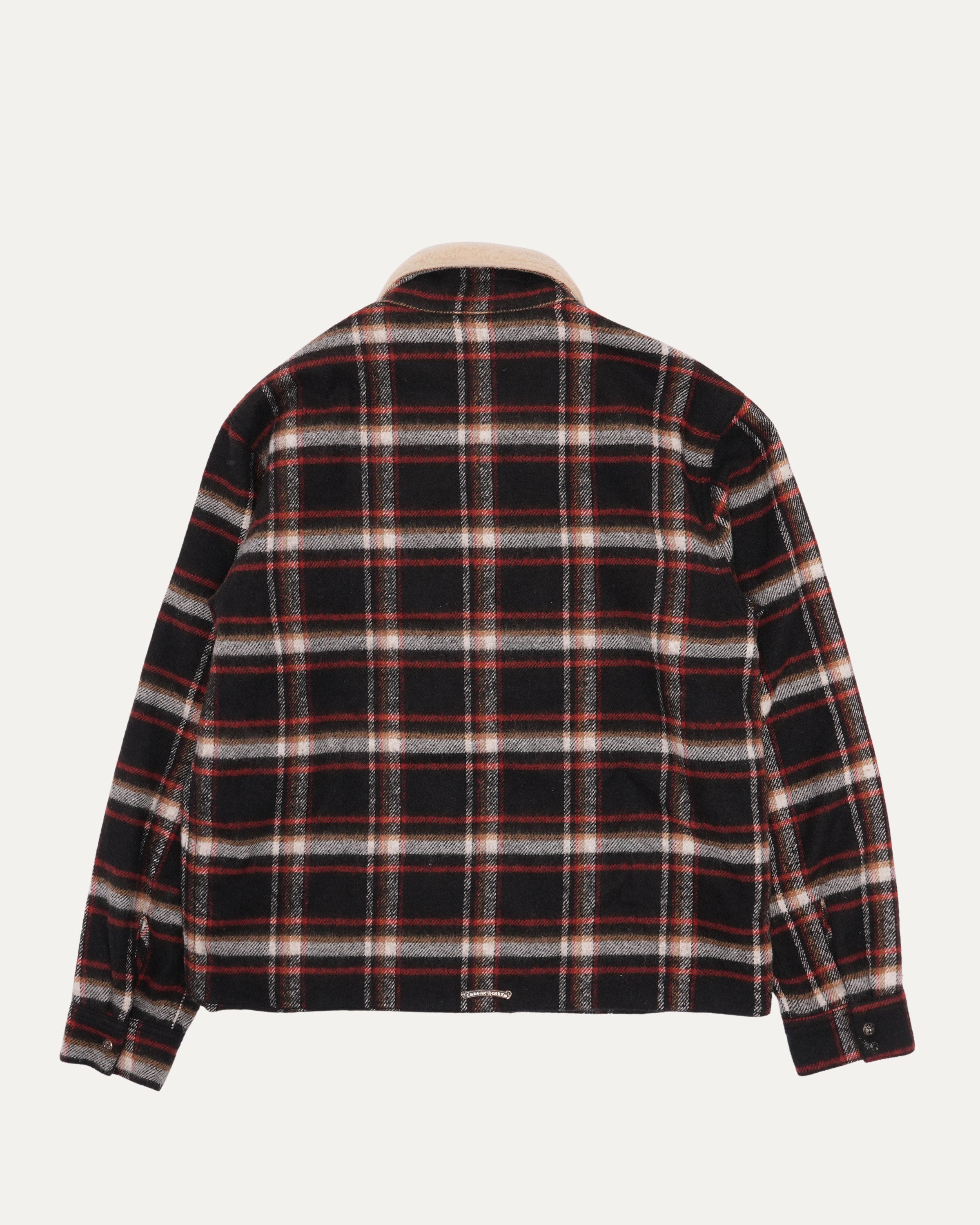 Chrome Hearts Shearling Collar Flannel Zip Up Jacket – Justin Reed