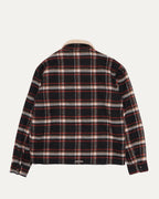 Shearling Collar Flannel Zip Up Jacket