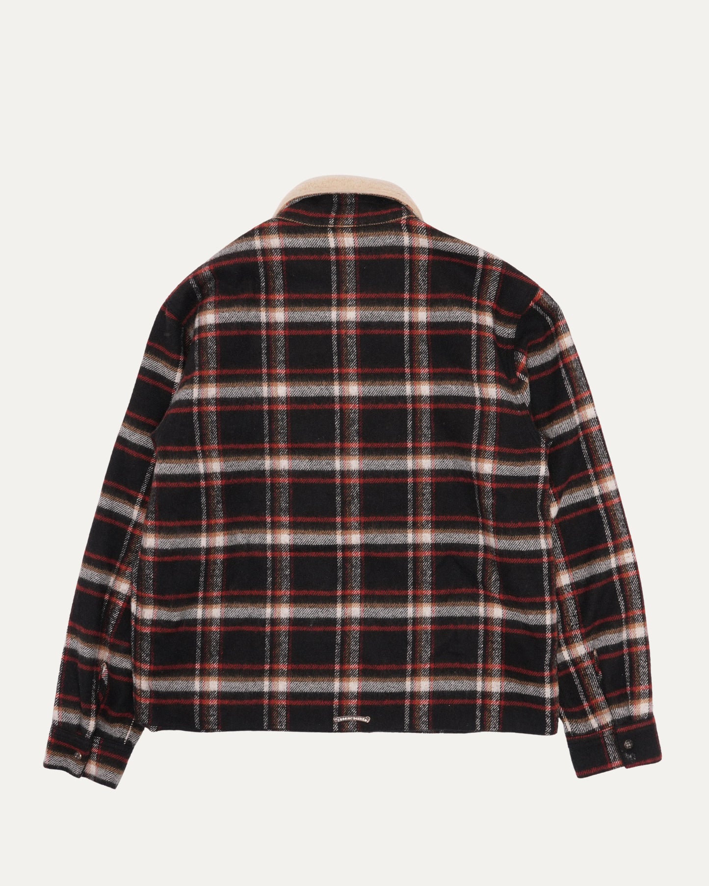 Shearling Collar Flannel Zip Up Jacket