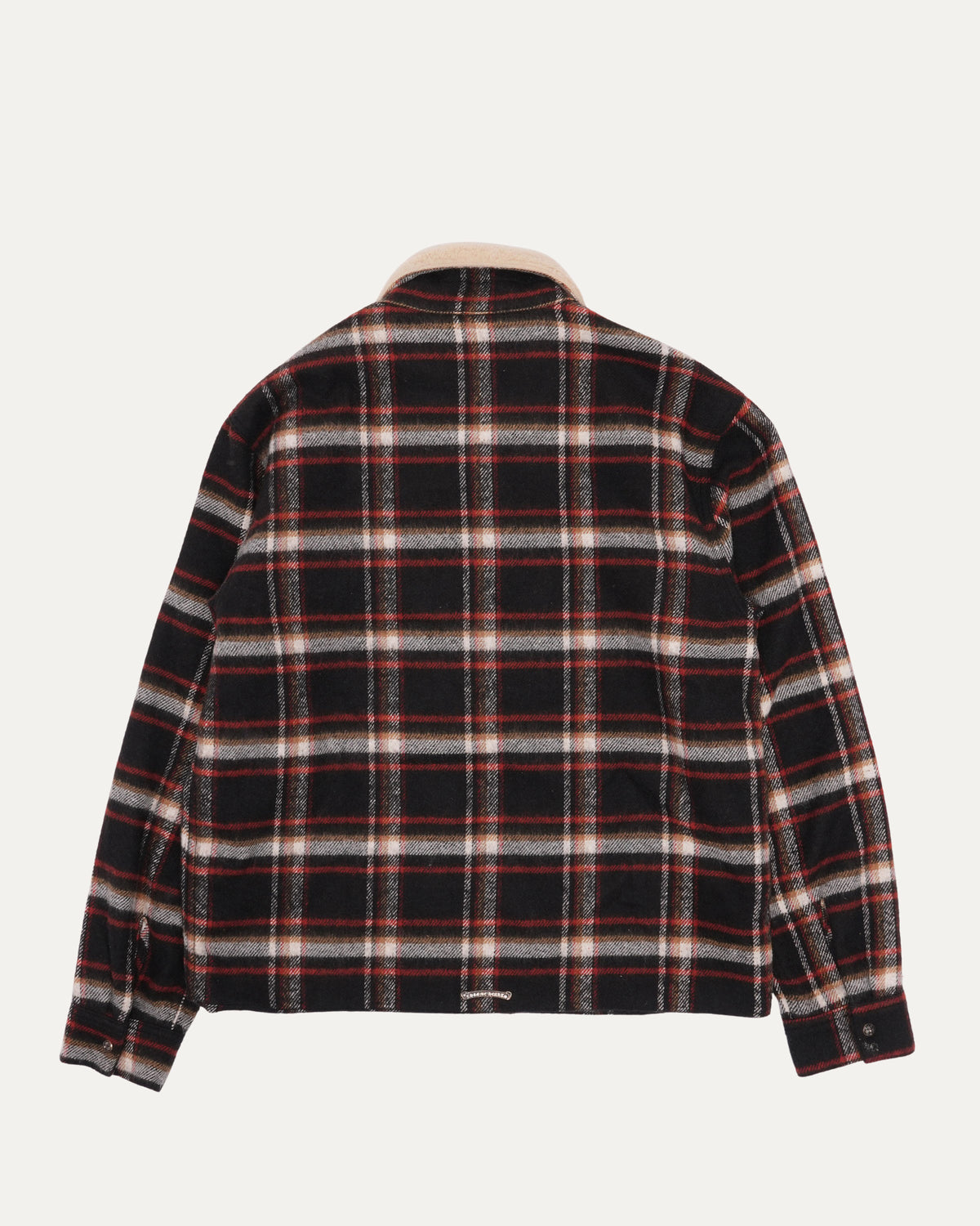 Shearling Collar Flannel Zip Up Jacket