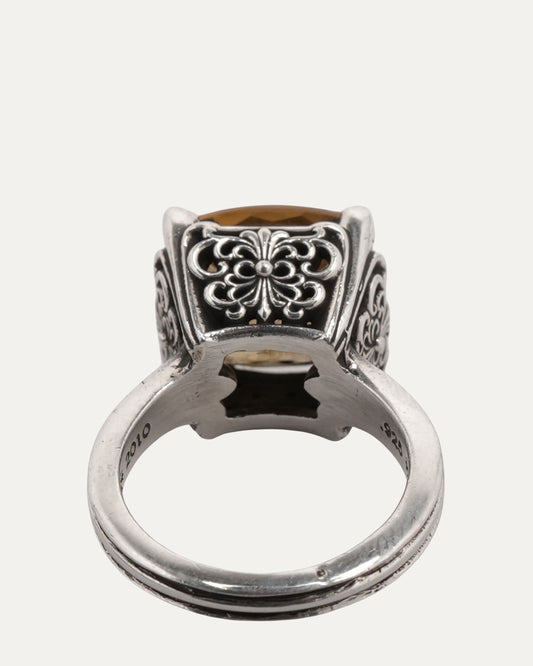 Citrine Butterfly Cross Cocktail Ring