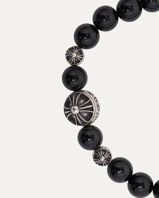 Large Multicharm Black Tourmaline Bead Bracelet