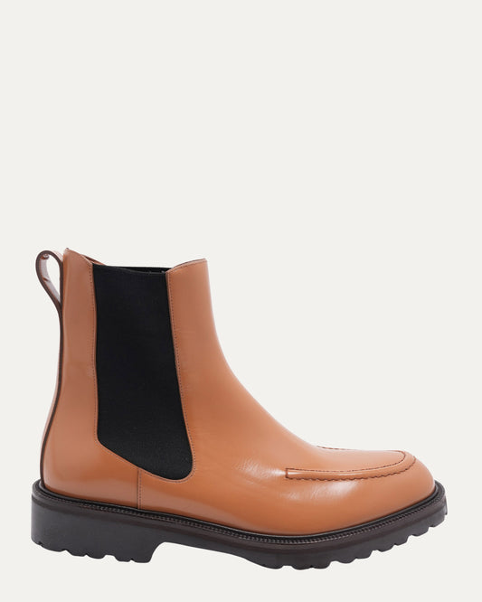 Patent Leather Lug Sole Chelsea Boot