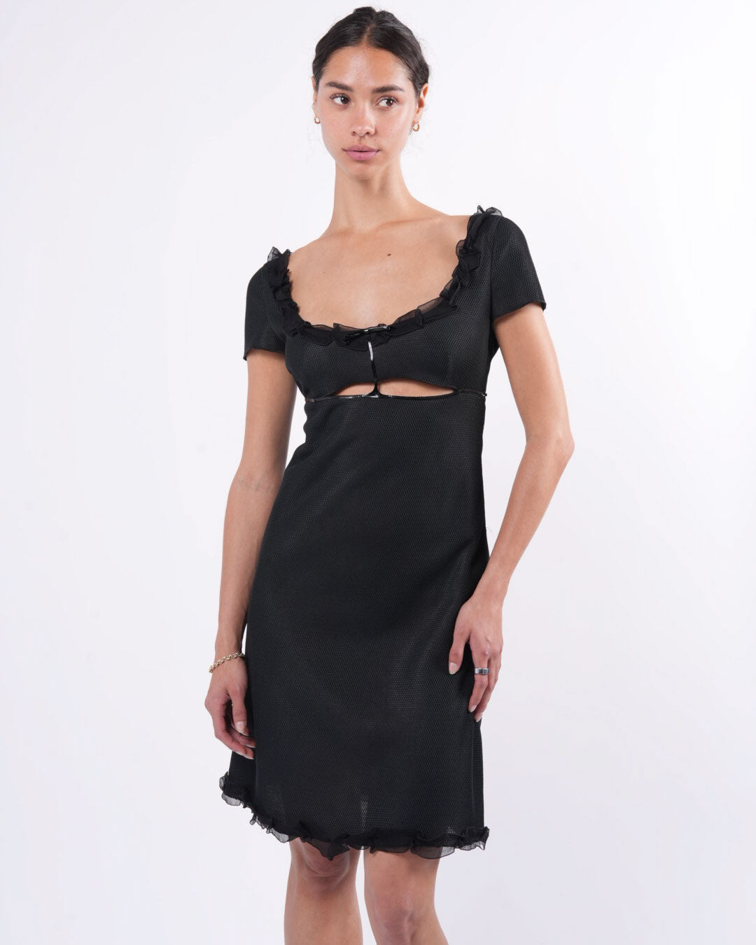 1990's Dress With Patent Leather Trim
