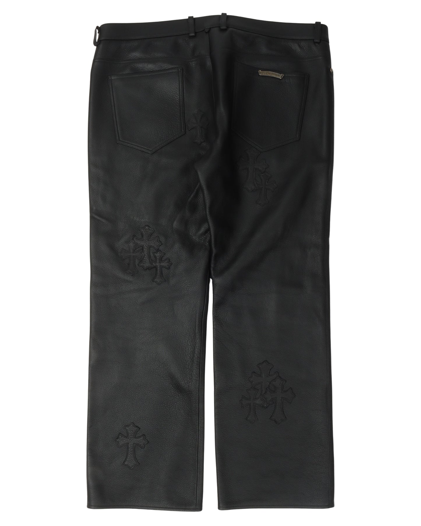 Leather Cross Patch Pants