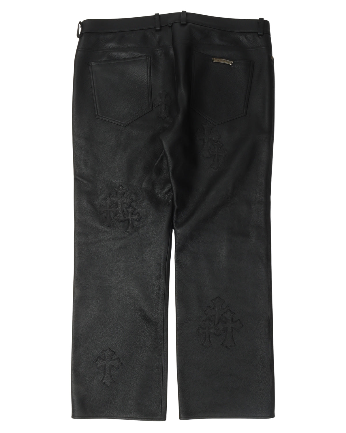 Leather Cross Patch Pants