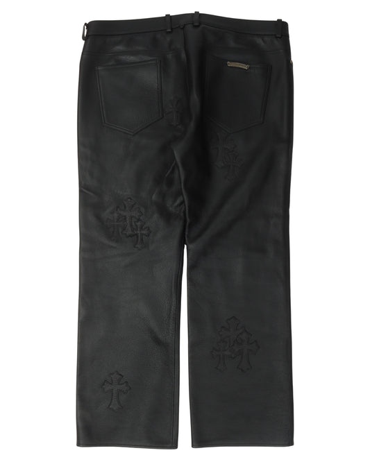 Leather Cross Patch Pants