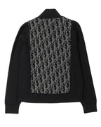 Mock Neck Monogram Zip Up Knit