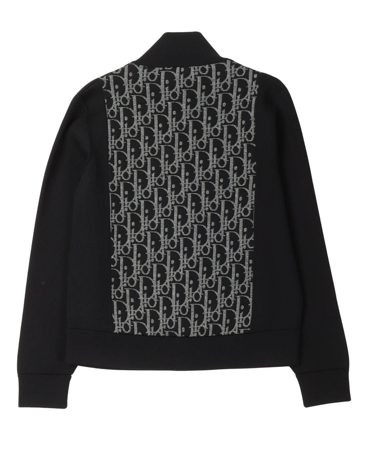 Mock Neck Monogram Zip Up Knit