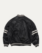 Striped Leather Bomber Jacket