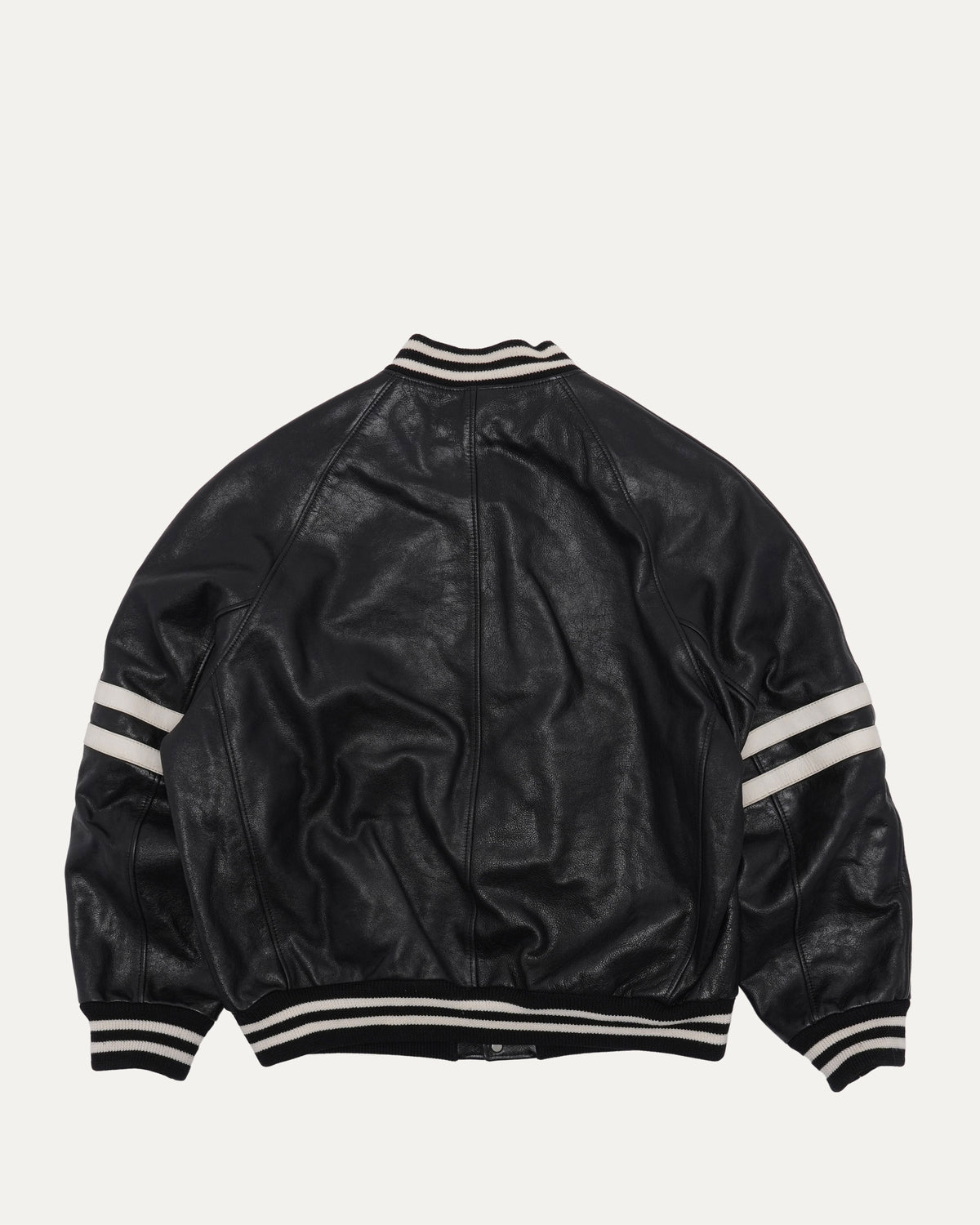 Striped Leather Bomber Jacket