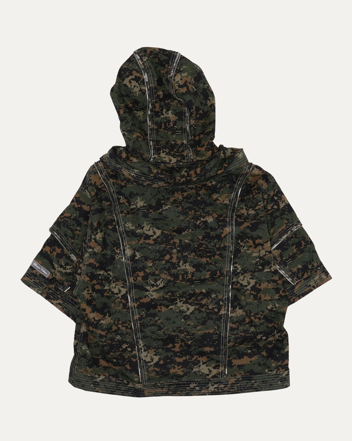 Camouflage Hooded Short Sleeve Jacket