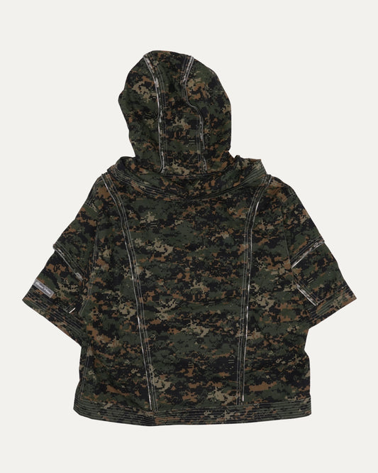 Camouflage Hooded Short Sleeve Jacket
