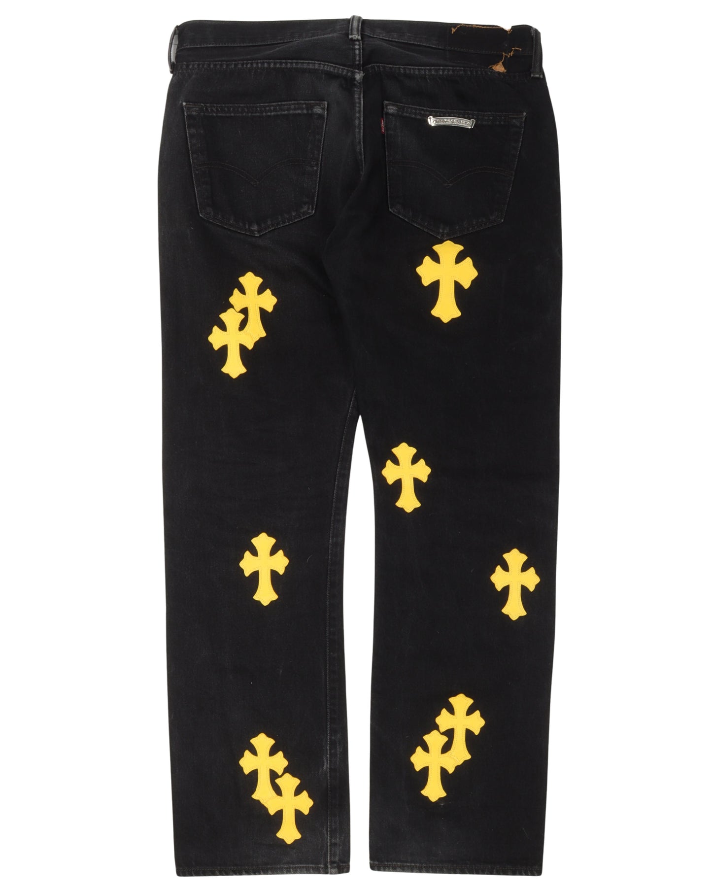 Leather Cross Patch Jeans