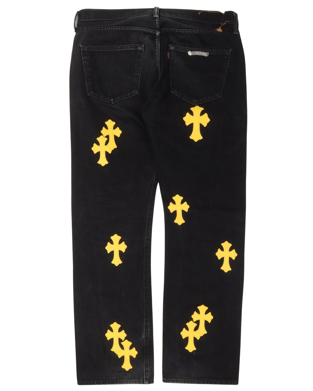 Leather Cross Patch Jeans