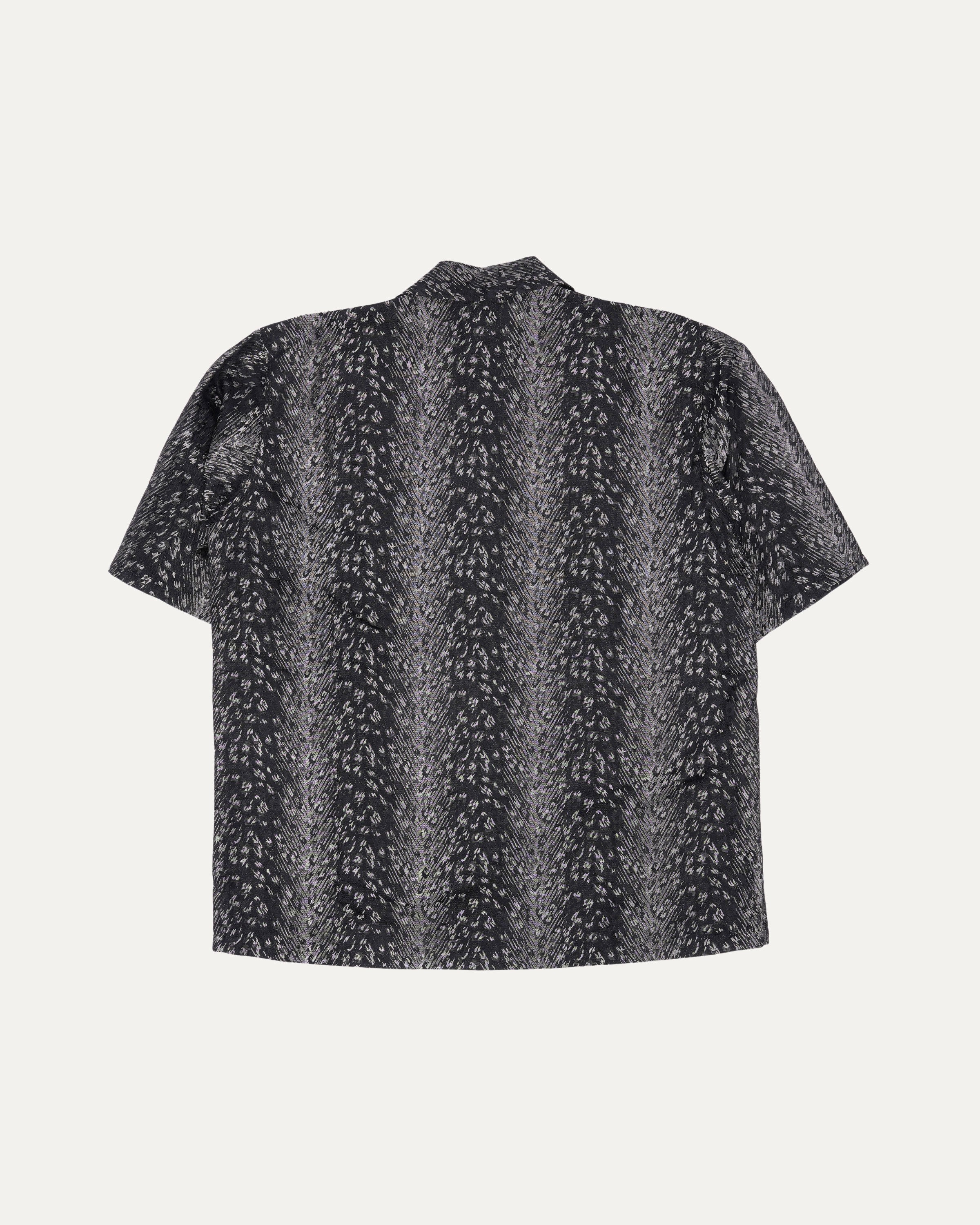 Camp Collar Leopard Print Jacquard Shirt