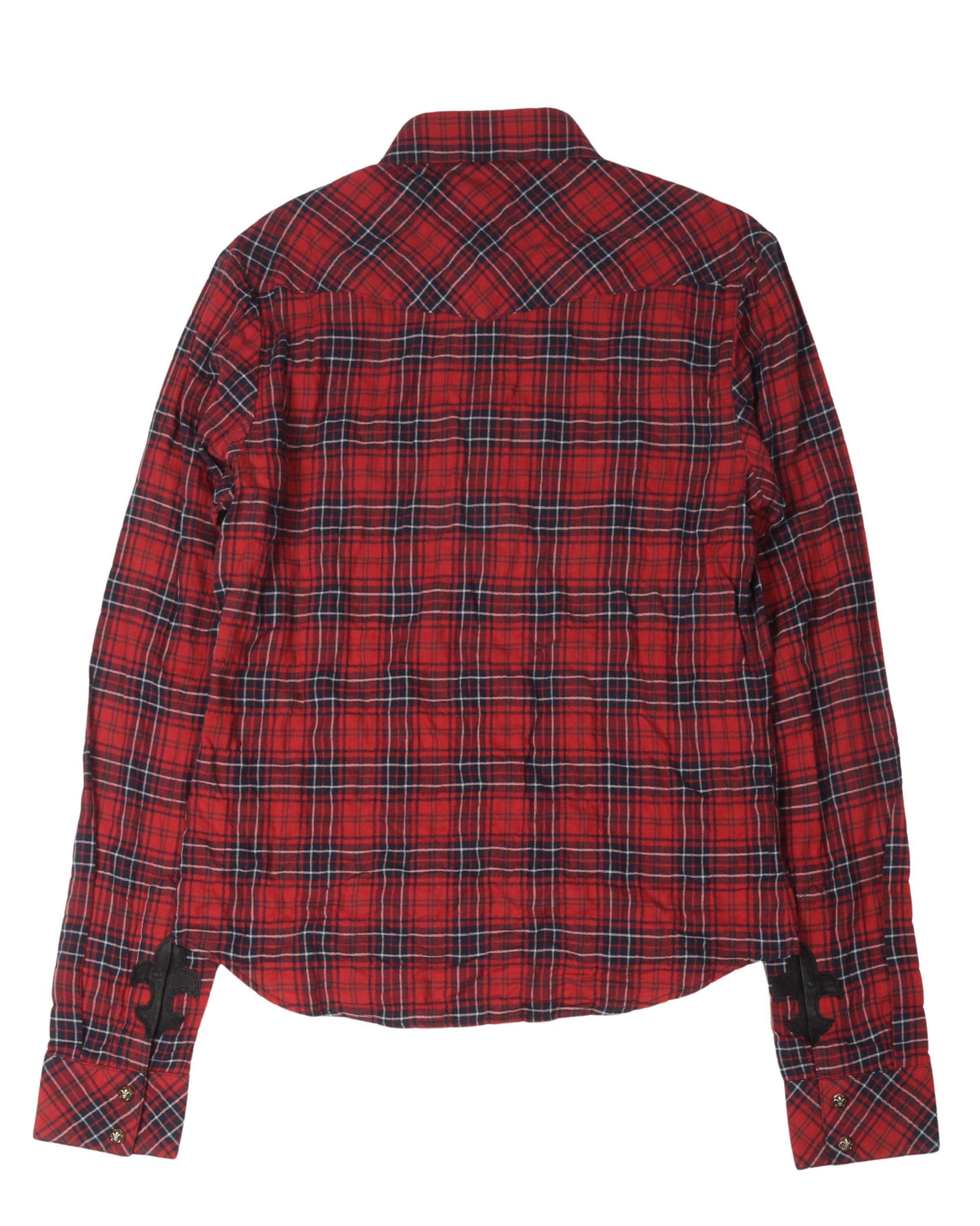 Fleur De Lis Cross Patch Western Flannel Shirt