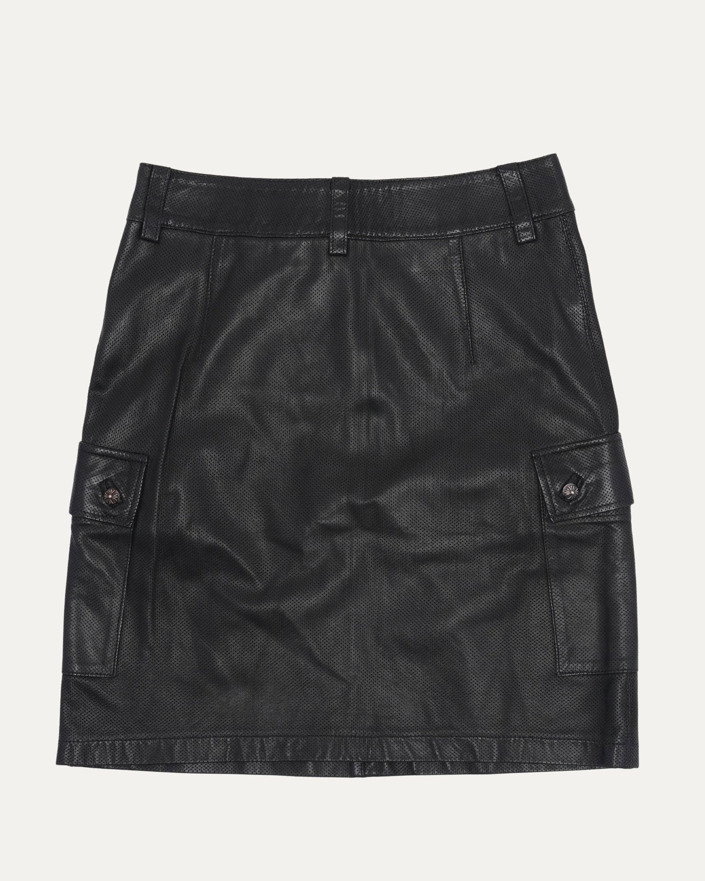 Perforated Leather Cargo Skirt