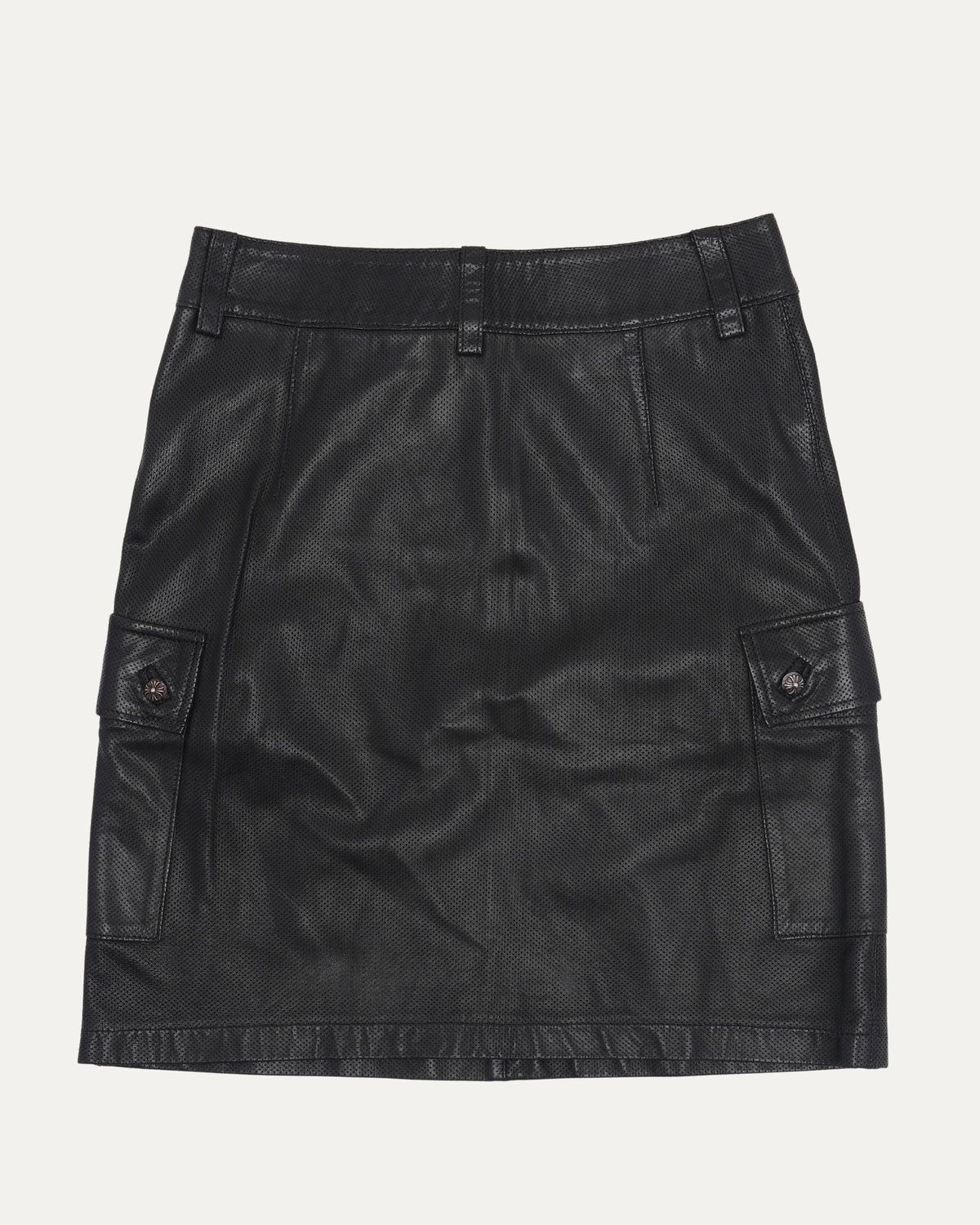 Perforated Leather Cargo Skirt