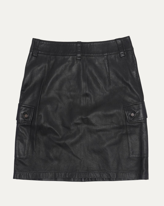 Perforated Leather Cargo Skirt