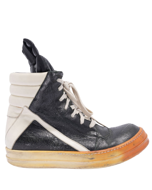 Blistered Leather Geobasket Sneakers