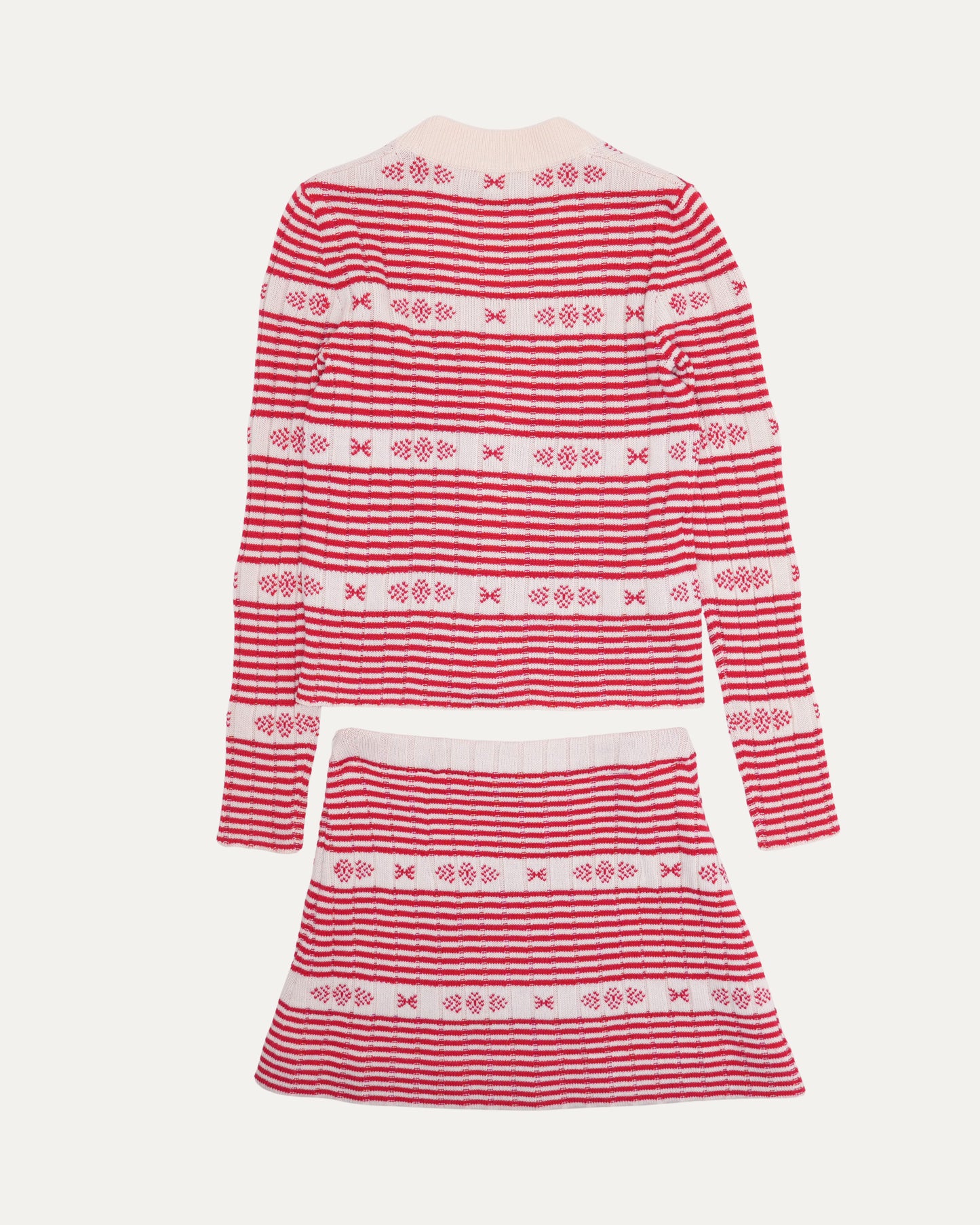 Striped Knit Sweater Skirt Set