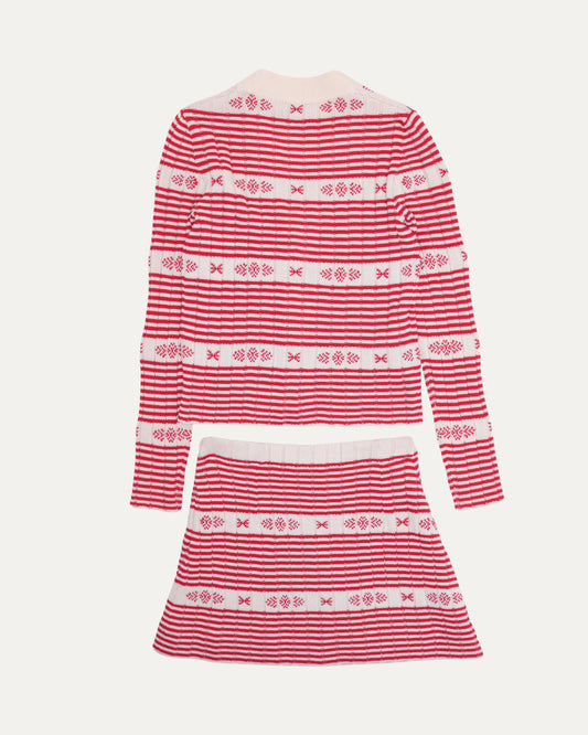 Striped Knit Sweater Skirt Set