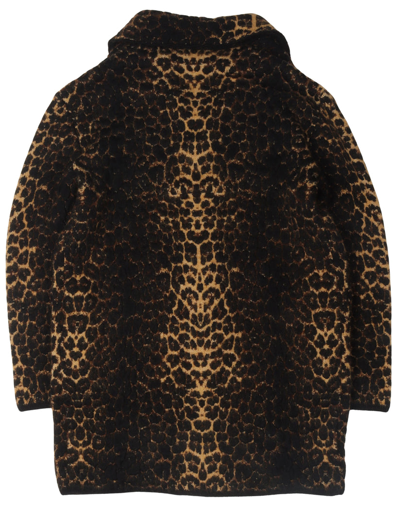 Jacquard Knit Leopard Pattern Coat