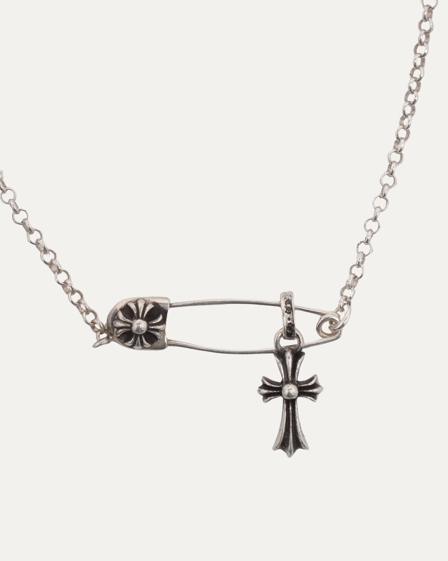 Safety Pin Necklace w/ Baby Fat Pendant