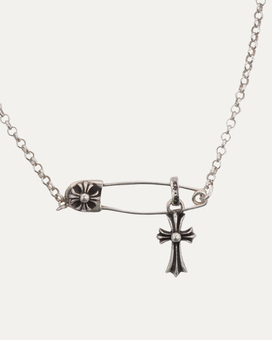 Safety Pin Necklace w/ Baby Fat Pendant